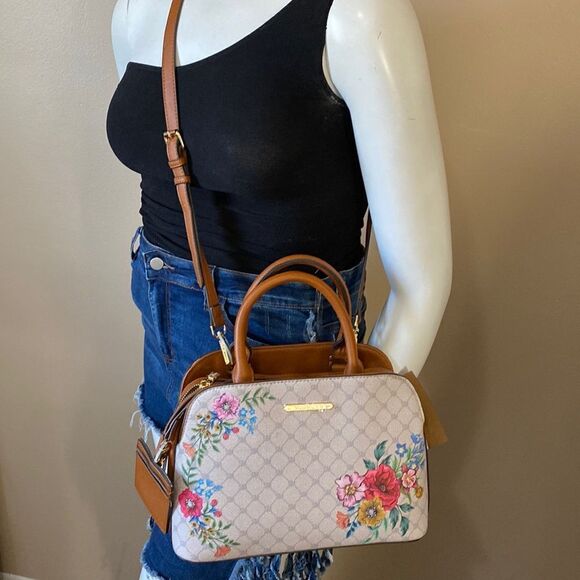 NWT Steve Madden (BFelipe) Satchel/ Crossbody Bag SM Logo w / Floral Design - Picture 15 of 16